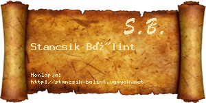 Stancsik Bálint névjegykártya